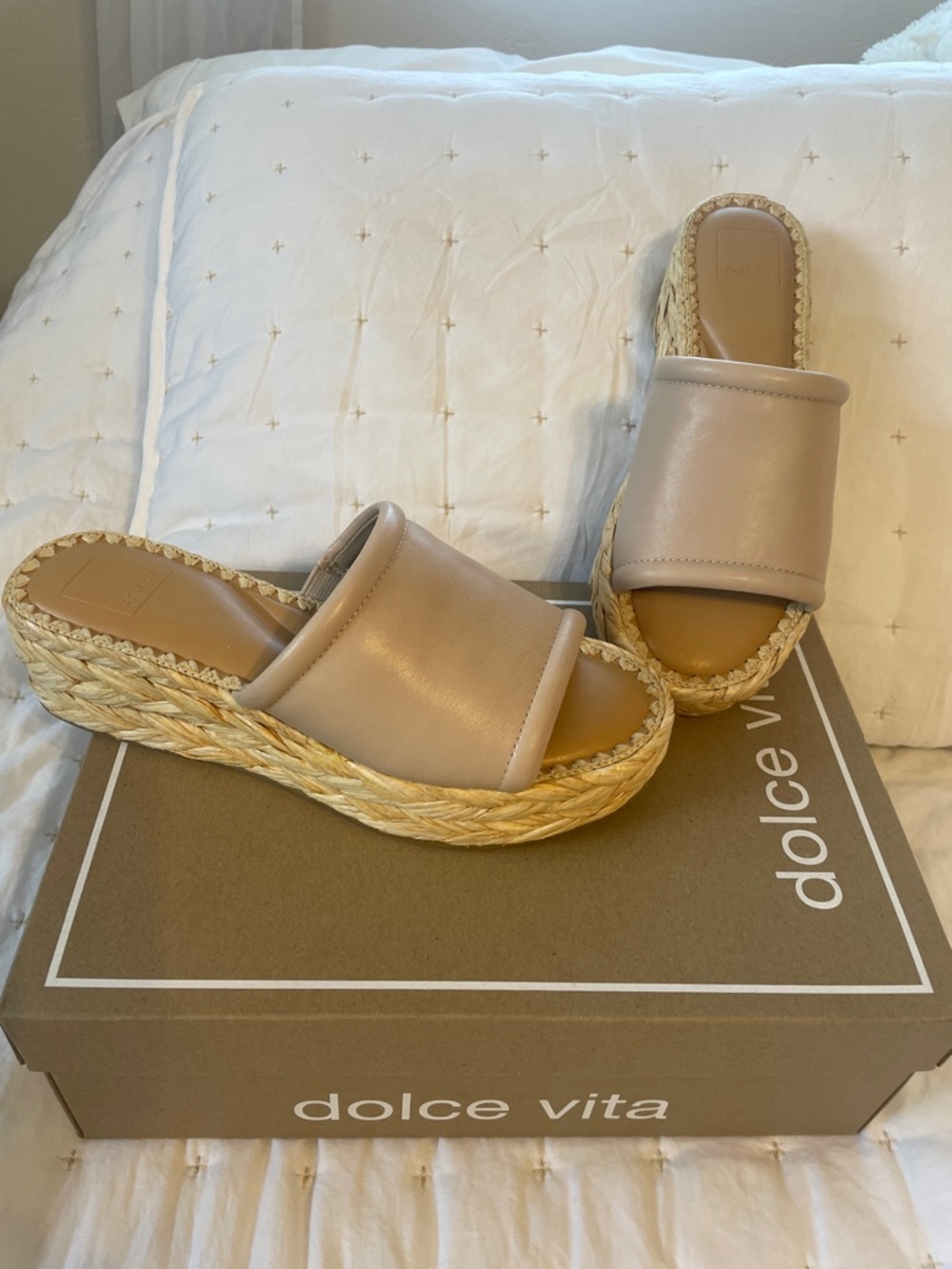 Dolce Vita Nude Braided Espadrille Platform Slides